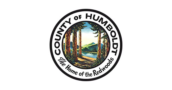 City Of Humboldt The Home Of The Redwoods Black And White Outer Text And Mountains With Redwoods In Center