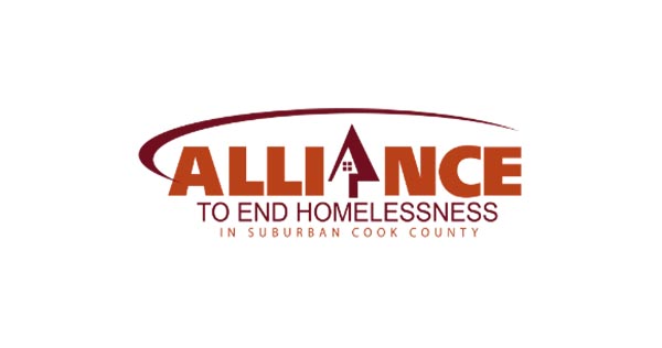 Alliance To End Homelessness In Suburban Cook County Logo With Red Color Text