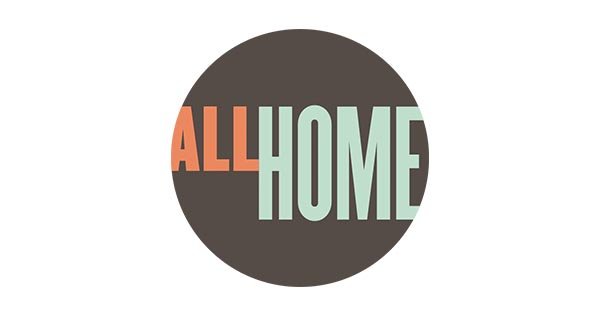 All Home Circle Logo With Orange And Light Blue Text Color On Gray Background